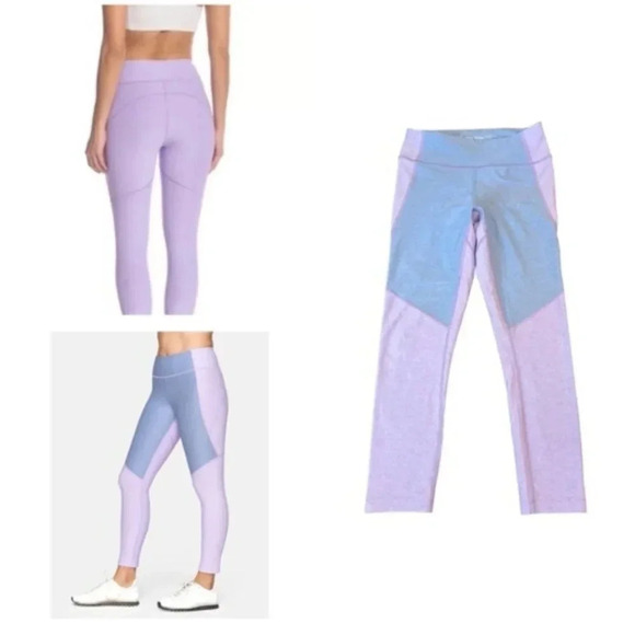 OUTDOOR VOICES Women TechSweat 3/4 Two-Tone Leggings Purple Blue Size Small - Picture 1 of 5